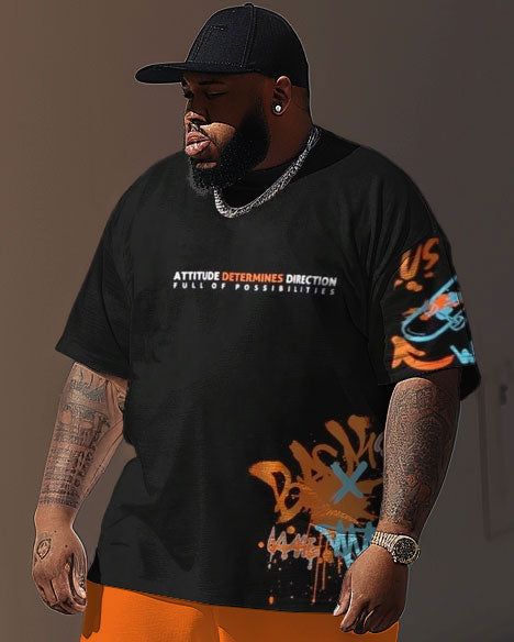 Big & Tall Graphic Graffiti T-Shirt Pants Set for big men view 2