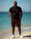 Big & Tall Colorblock Streetwear T-Shirt Shorts Set for big men view 2