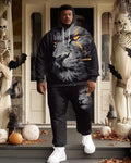 Big & Tall Black Graphic Hoodie Sweatpants Set for big men view 2
