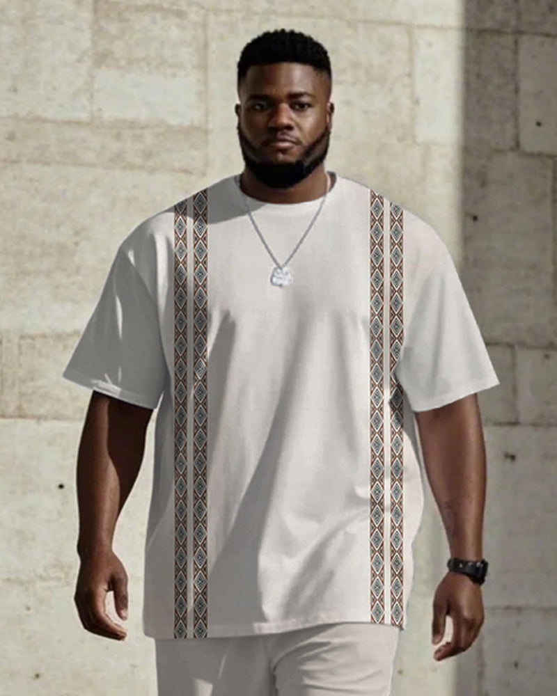 Big & Tall Striped T-Shirt Pants Set for big men view 2