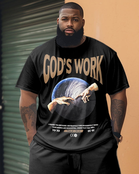 Big & Tall Graphic Streetwear Two-piece Set for big men view 2