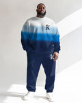 Big & Tall Blue Colorblock Gradient Two-piece Set for big men view 1
