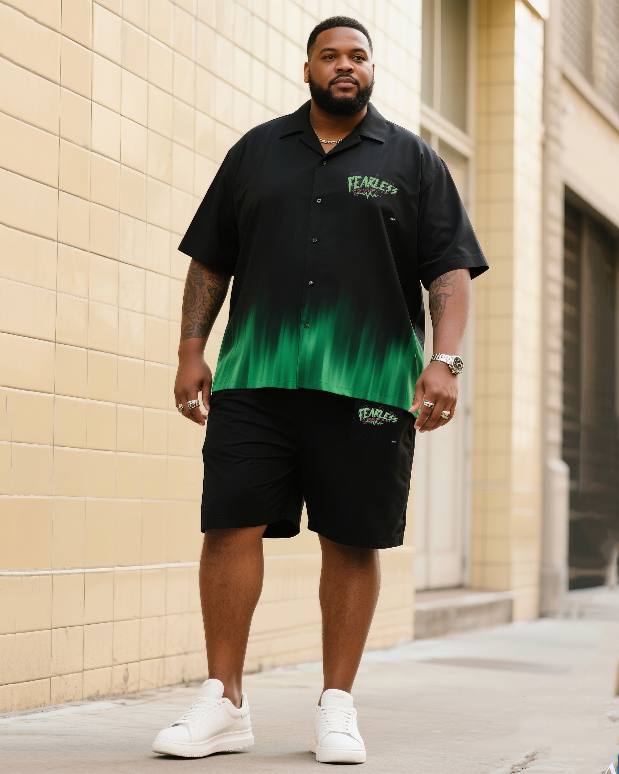 Big & Tall Gradient T-Shirt Shorts Set for big men view 1