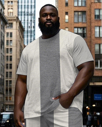Big & Tall Colorblock Graphic T-Shirt Pants Set for big men view 2