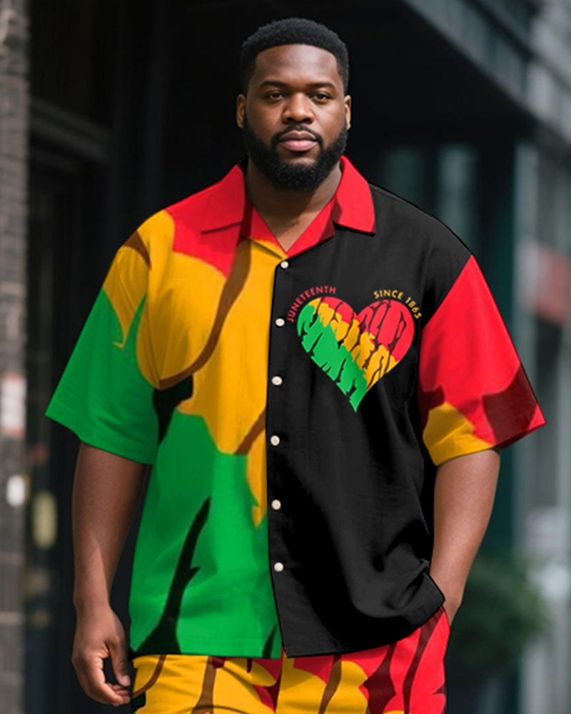 Big & Tall Juneteenth Graphic T-Shirt Shorts Set for big men view 2