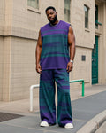 Big & Tall Colorblock Striped Graphic Vest Pants Set for big men view 1