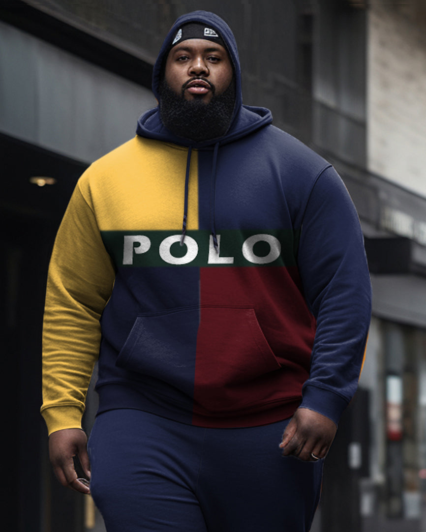 Big & Tall Colorblock Athletic Hoodie Sweatpants Set for big men view 2