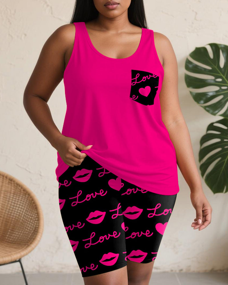 Big & Tall Red Graphic Two-piece Set for big men view 1