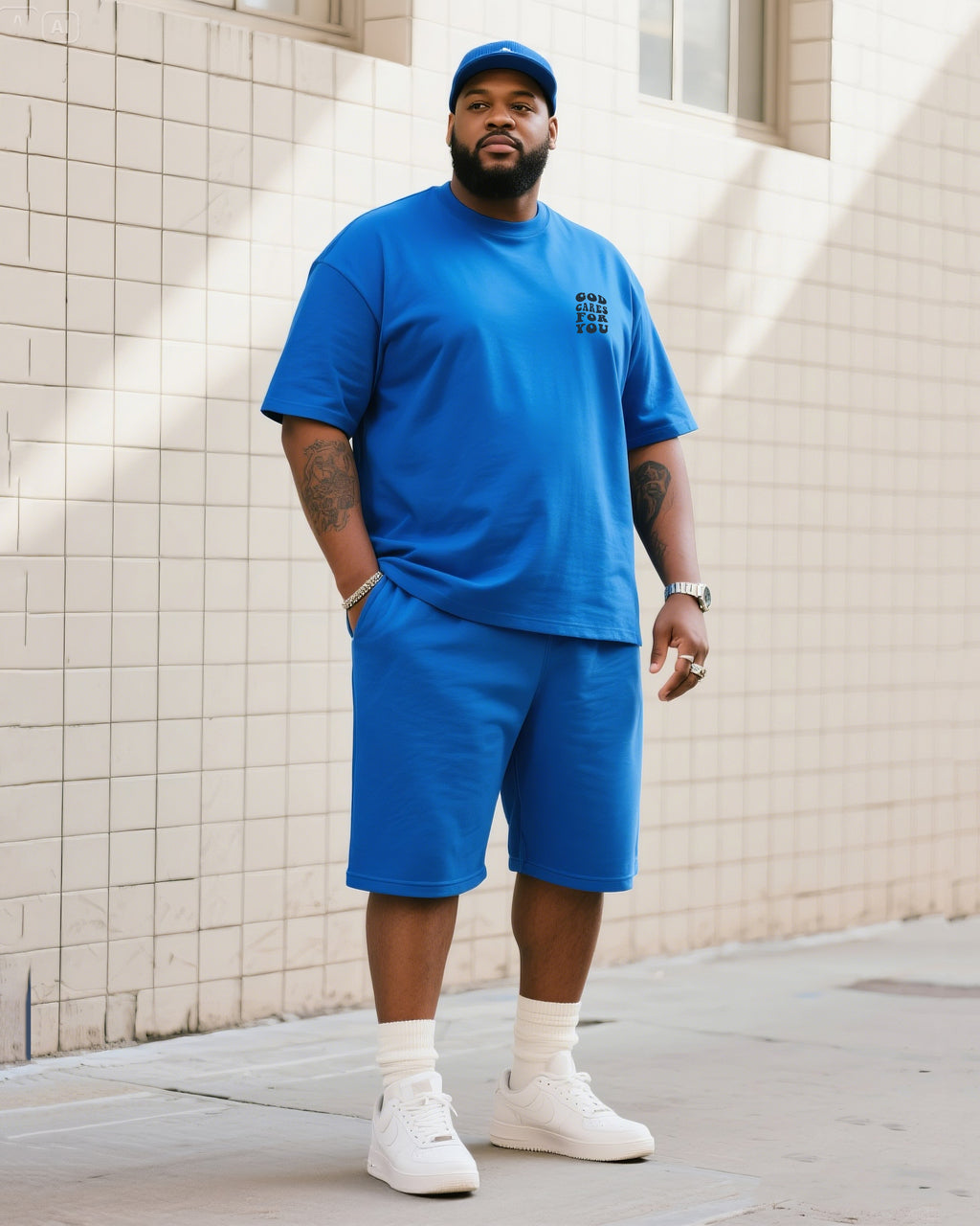 Big & Tall Graphic Athletic T-Shirt Shorts Set for big men view 1
