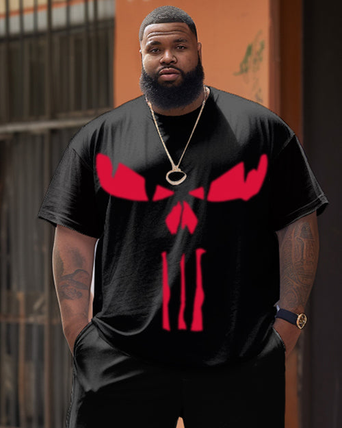 Big & Tall Geometric Graphic T-Shirt Shorts Set for big men view 2