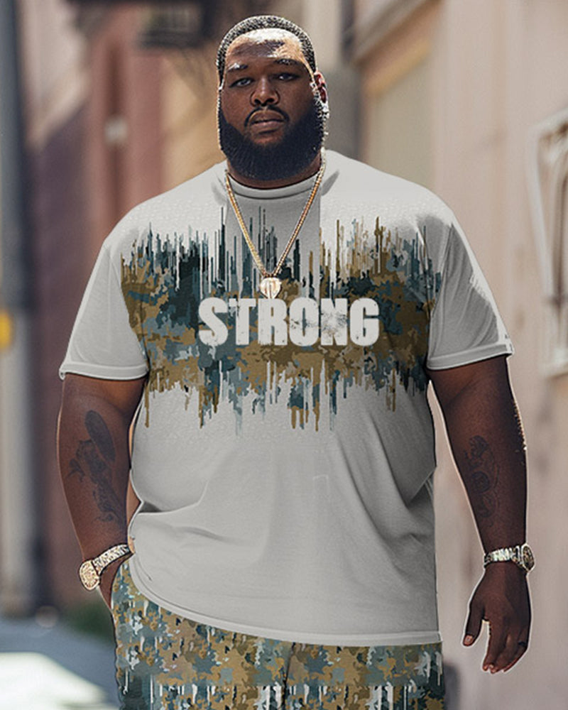 Big & Tall Colorblock Graphic Two-piece Set for big men view 2