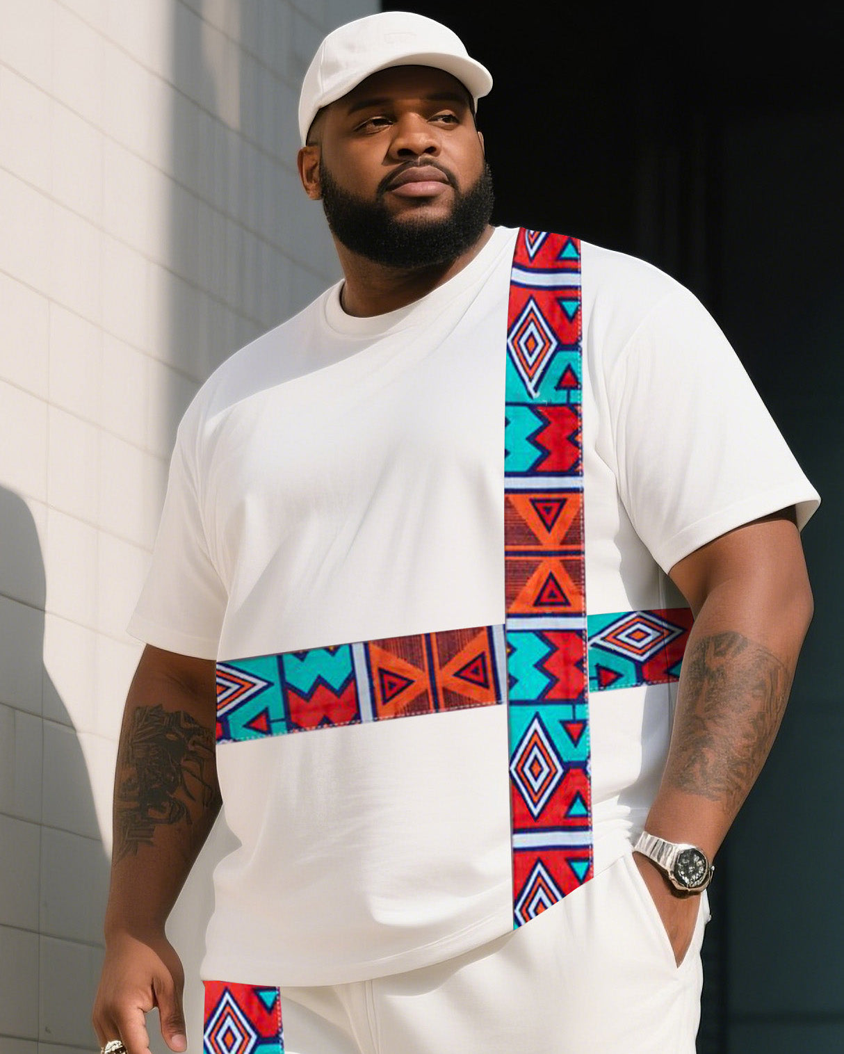 Big & Tall Striped Two-piece Set for big men view 2