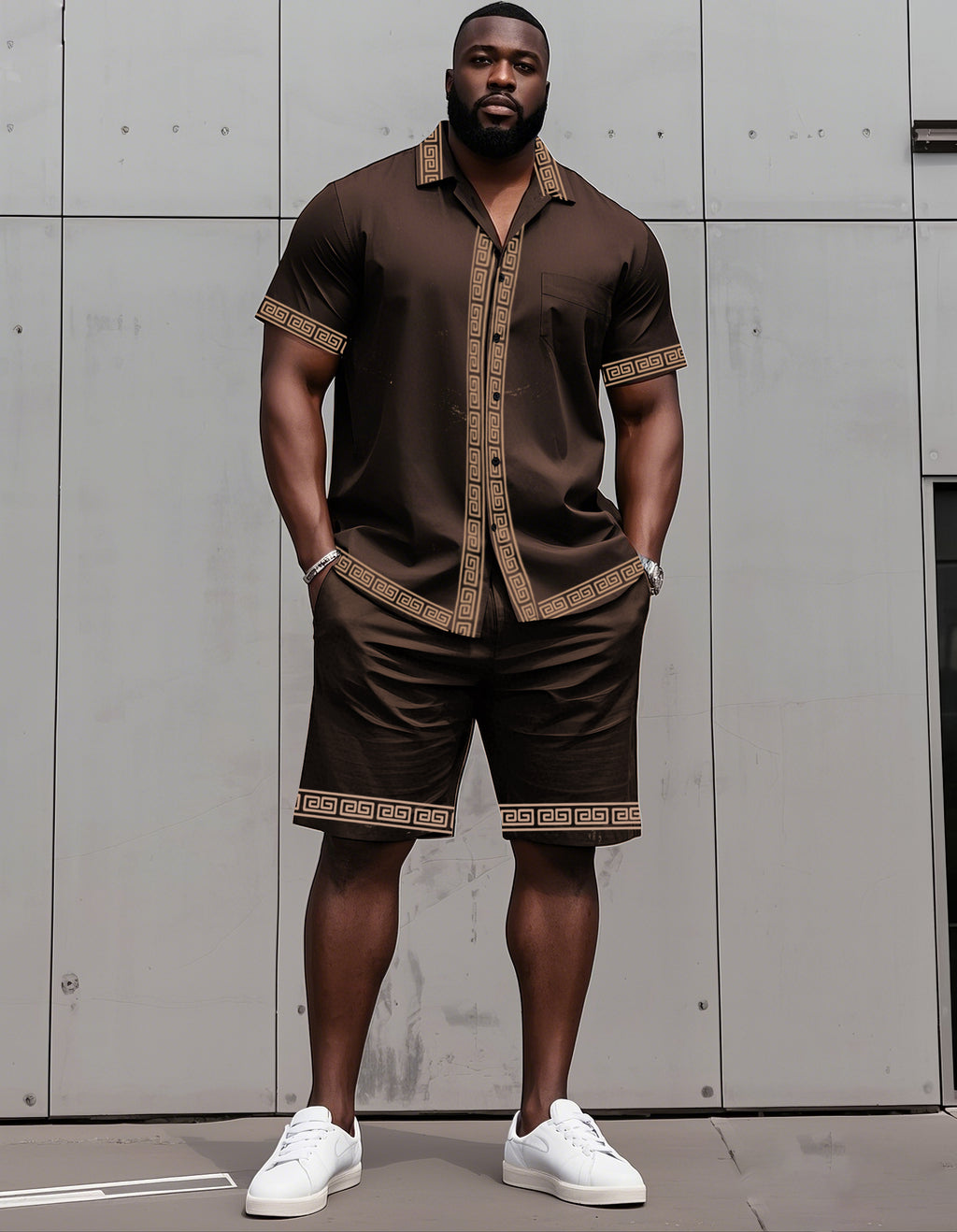 Big & Tall Colorblock T-Shirt Shorts Set for big men view 4