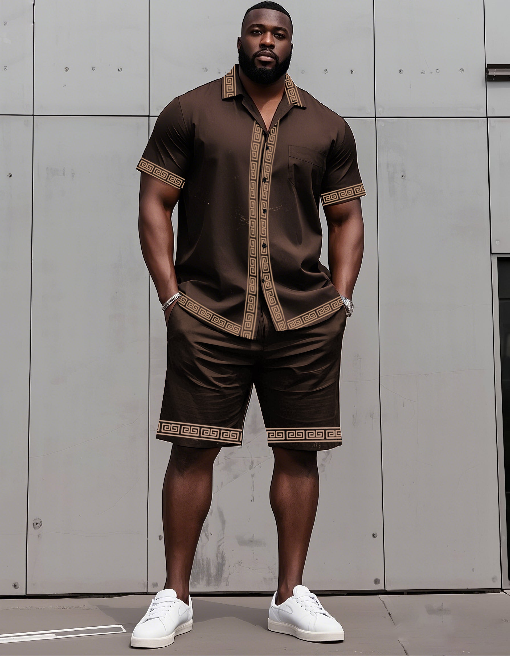 Big & Tall Colorblock T-Shirt Shorts Set for big men view 4