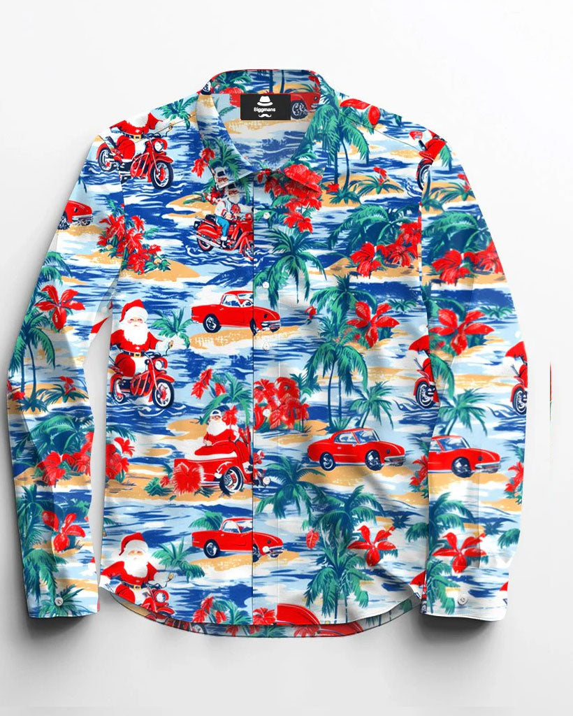 Big & Tall Hawaiian Tropical Long Sleeve Shirt for big men view 3