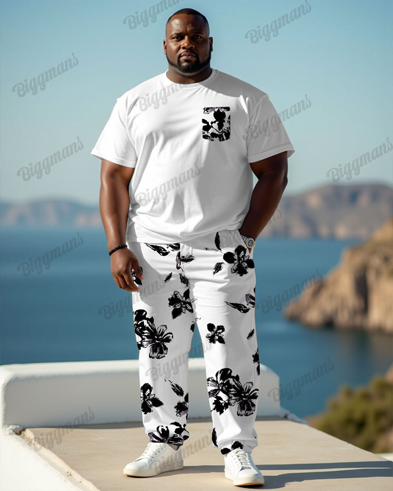 Big & Tall Floral T-Shirt Pants Set for big men view 2