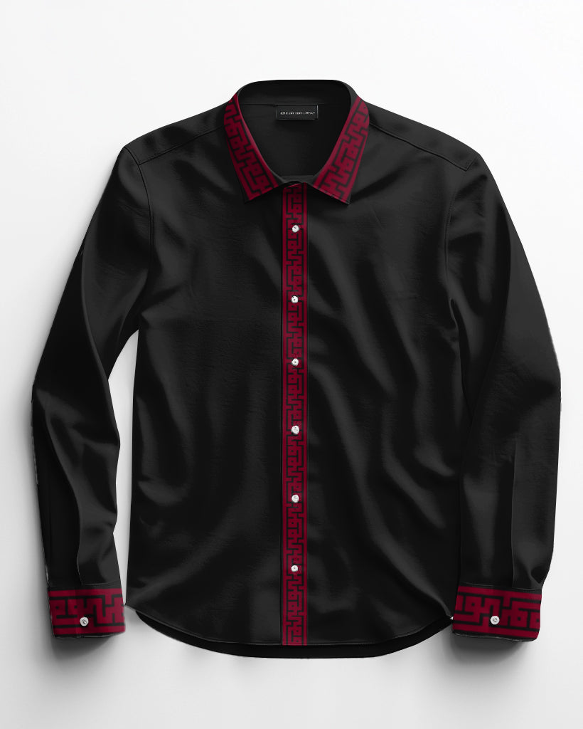 Big & Tall Black Red Streetwear Shirt Pants Set for men view 2