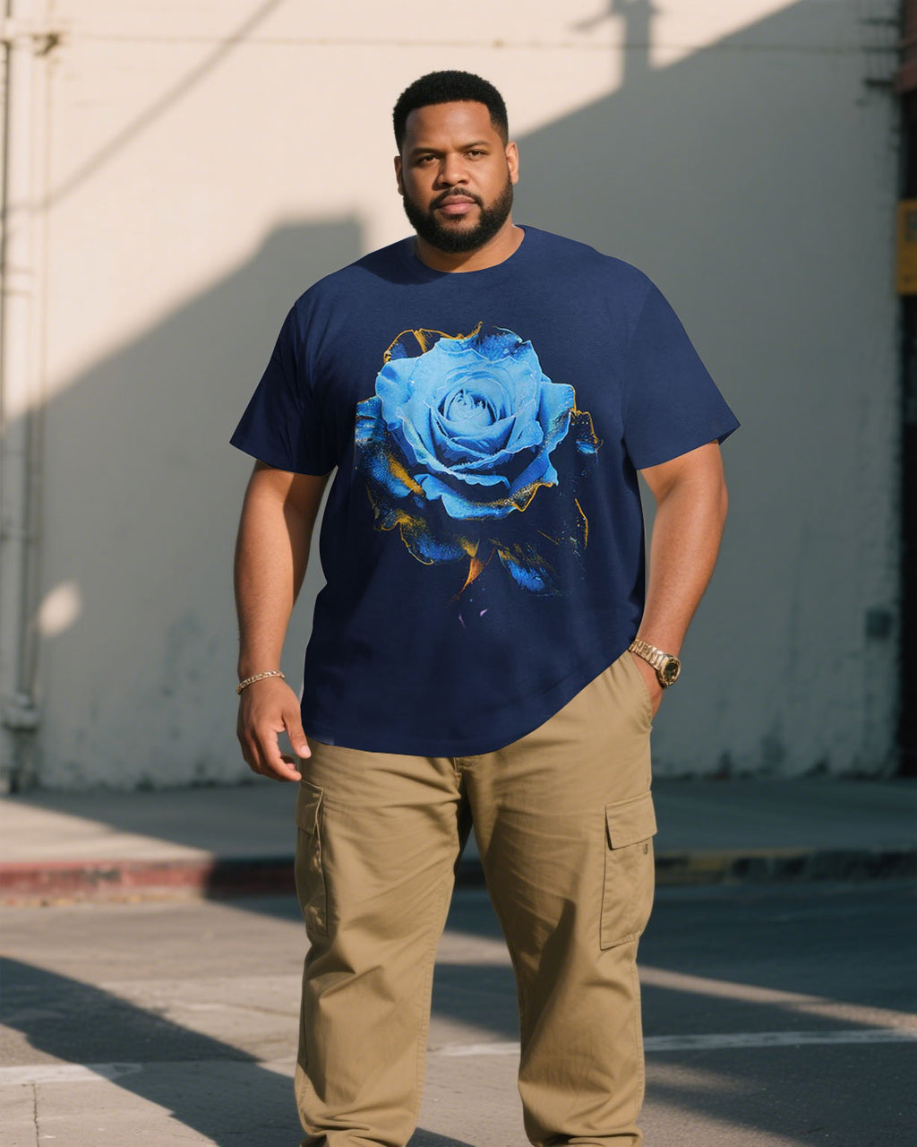 Big & Tall Blue Floral Jeans for big men view 1