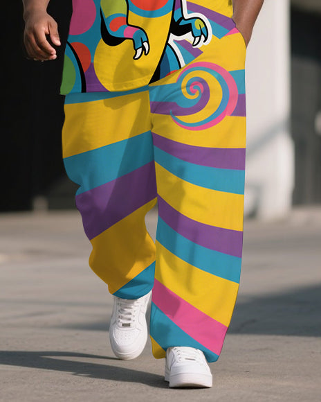 Big & Tall Striped T-Shirt Pants Set for big men view 3