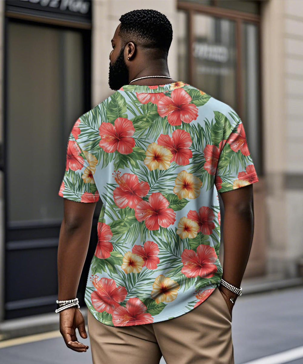 Big & Tall Blue Hawaiian Graphic T-Shirt for big men view 2