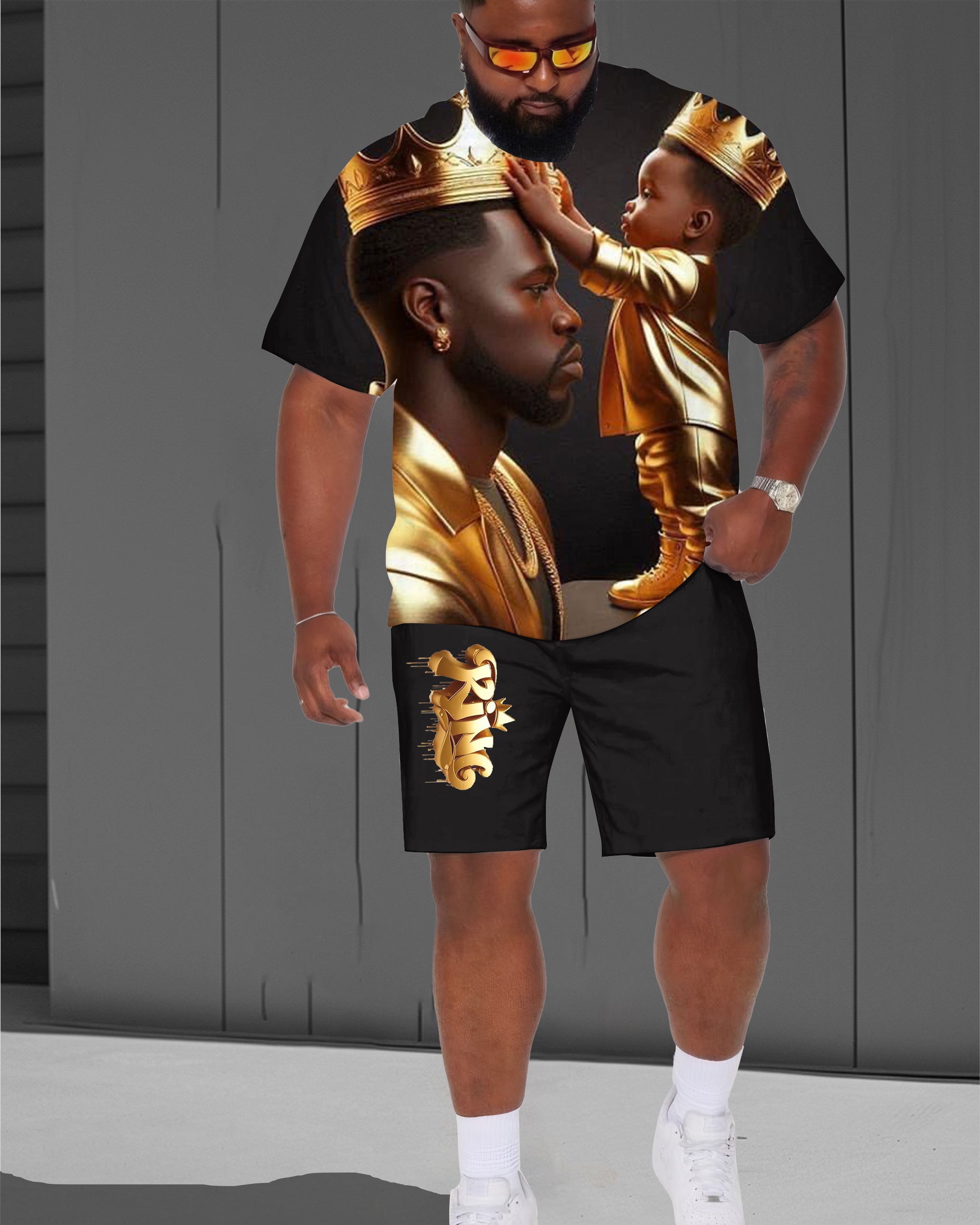 Big & Tall Graphic T-Shirt Shorts Set for big men view 1