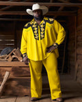Big & Tall Yellow Western T-Shirt Pants Set for big men view 1