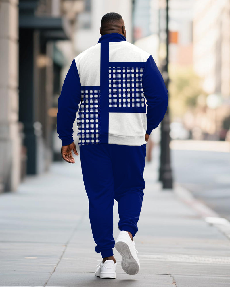 Big & Tall Colorblock Geometric Two-piece Set for big men view 6