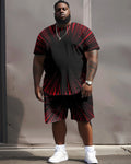Big & Tall Geometric Graphic Streetwear Two-piece Set for big men view 2