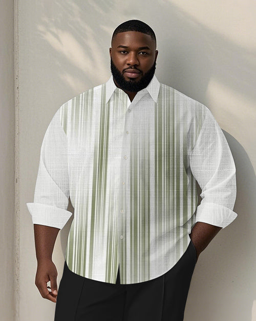 Big & Tall Green Geometric Graphic Long Sleeve Shirt for big men view 1