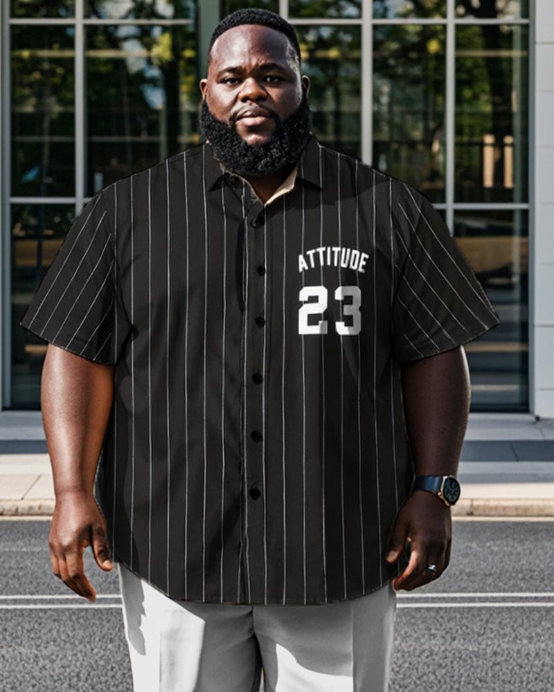 Big & Tall Striped Graphic T-Shirt Pants Set for big men view 2