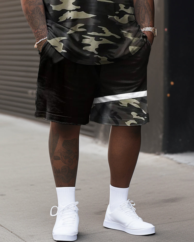 Big & Tall Graphic Camouflage T-Shirt Shorts Set for big men view 3