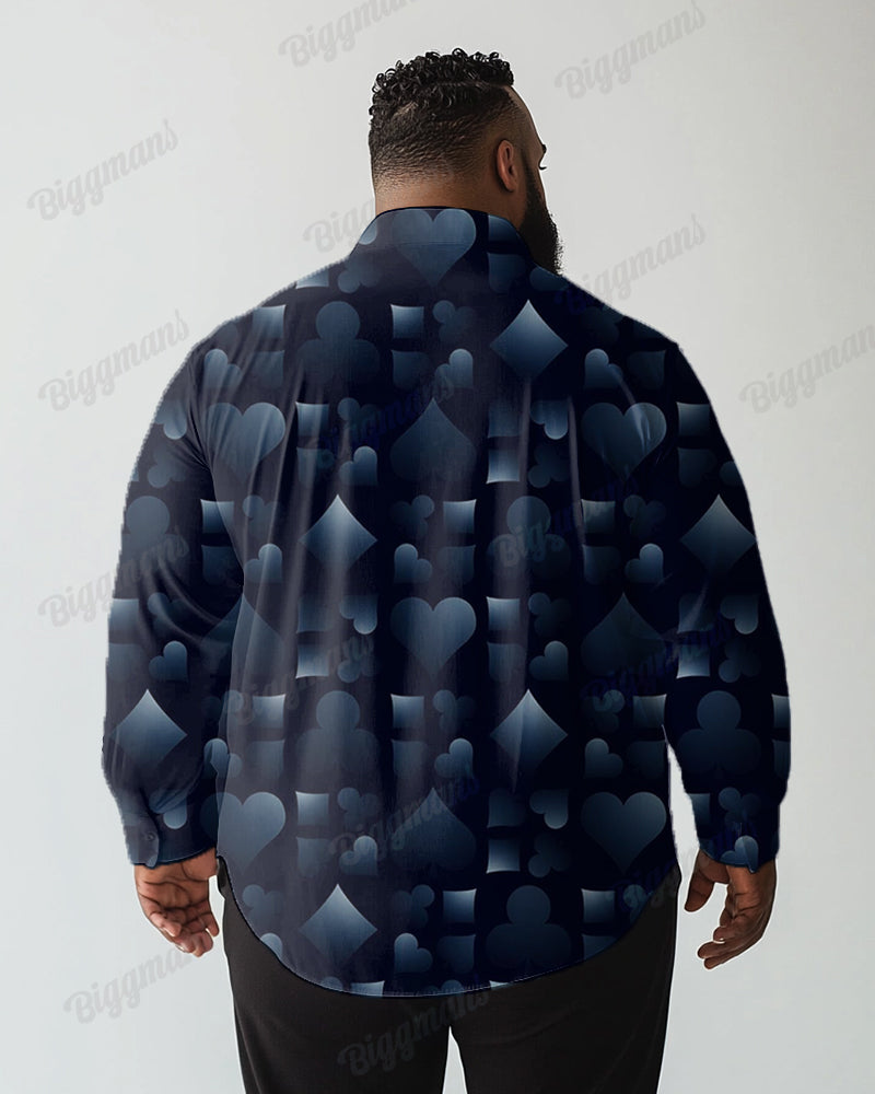 Big & Tall Gradient Geometric Long Sleeve Shirt for big men view 4