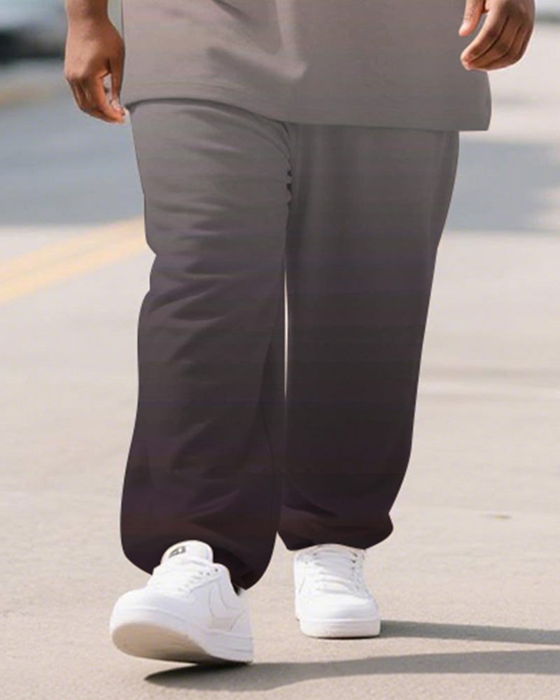 Big & Tall Red Gray Gradient T-Shirt Pants Set for big men view 3