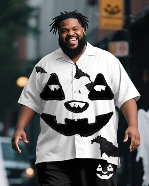Big & Tall Black White Graphic T-Shirt Pants Set for big men view 2