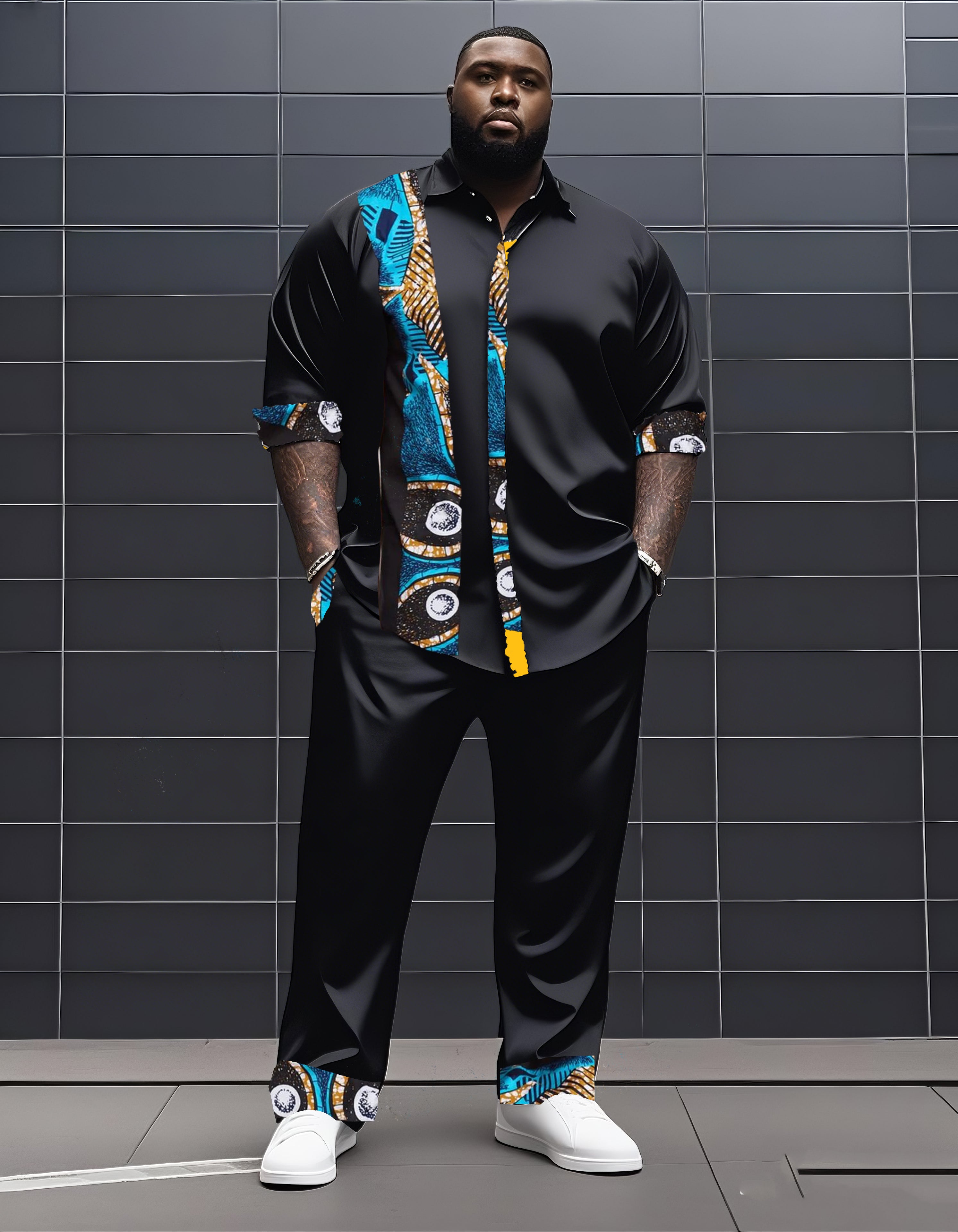 Big & Tall Graphic Streetwear T-Shirt Pants Set for big men view 1