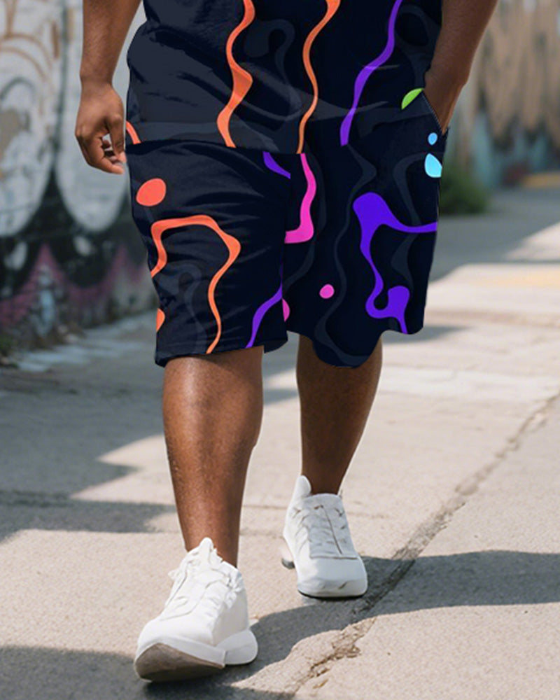Big & Tall Graphic Graffiti T-Shirt Shorts Set for big men view 3
