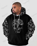 Big & Tall Colorblock Floral Skull Hoodie for big men