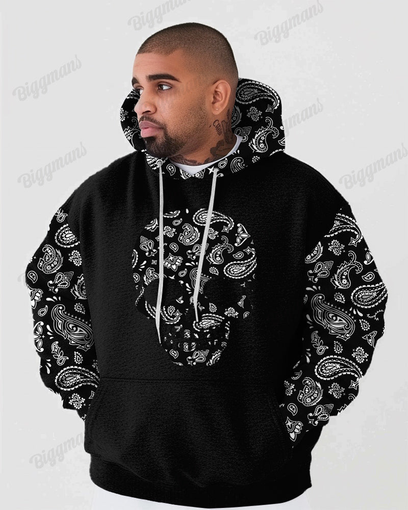 Big & Tall Colorblock Floral Skull Hoodie for big men
