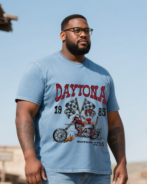 Big & Tall Western Denim T-Shirt Shorts Set for big men view 2