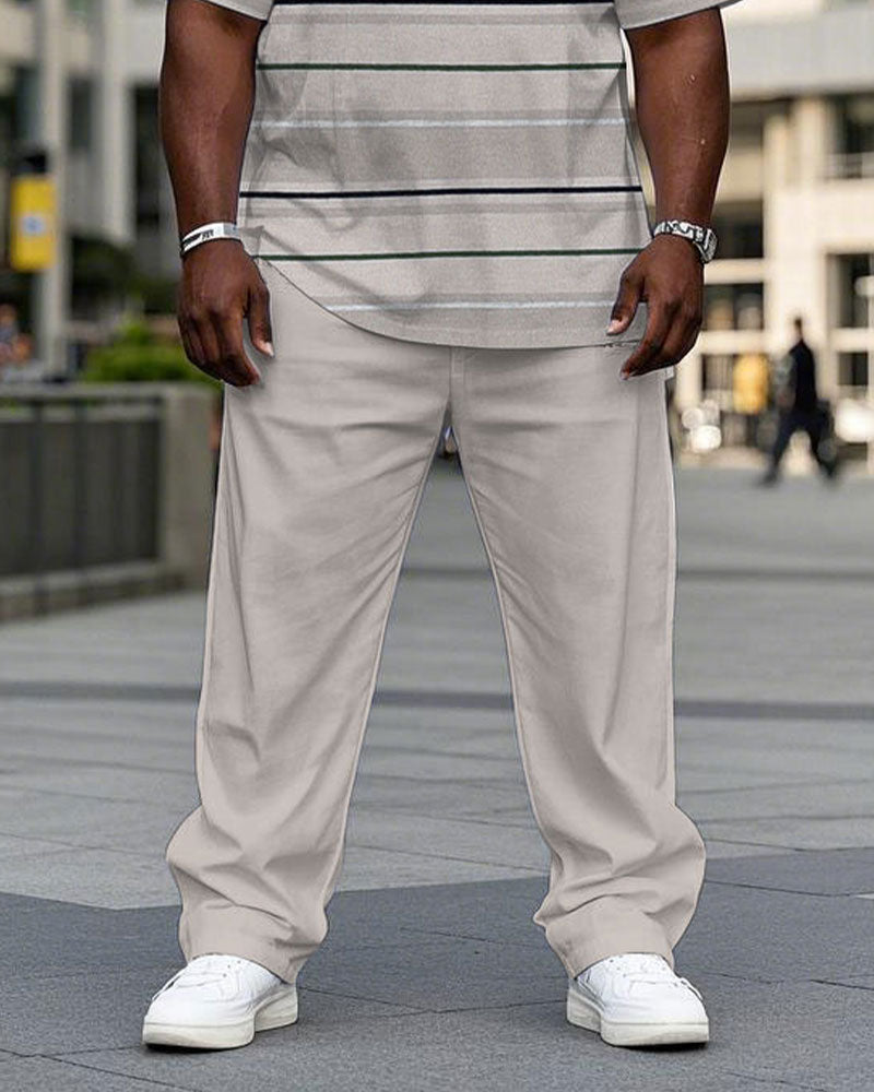Big & Tall Striped T-Shirt Pants Set for big men view 3
