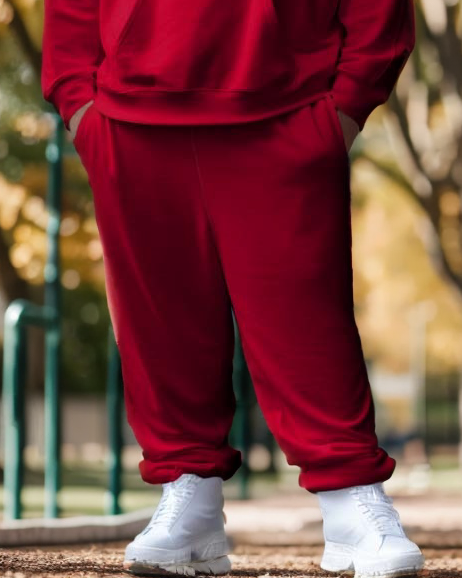 Big & Tall Red Streetwear Hoodie Sweatpants Set for big men view 3