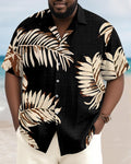 Big & Tall Black Hawaiian Graphic Short Sleeve Shirt for big men view 1