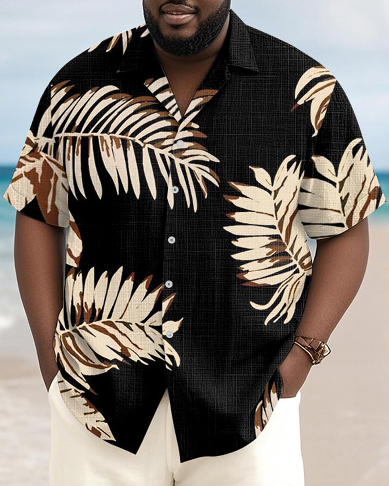 Big & Tall Black Hawaiian Graphic Short Sleeve Shirt for big men view 1