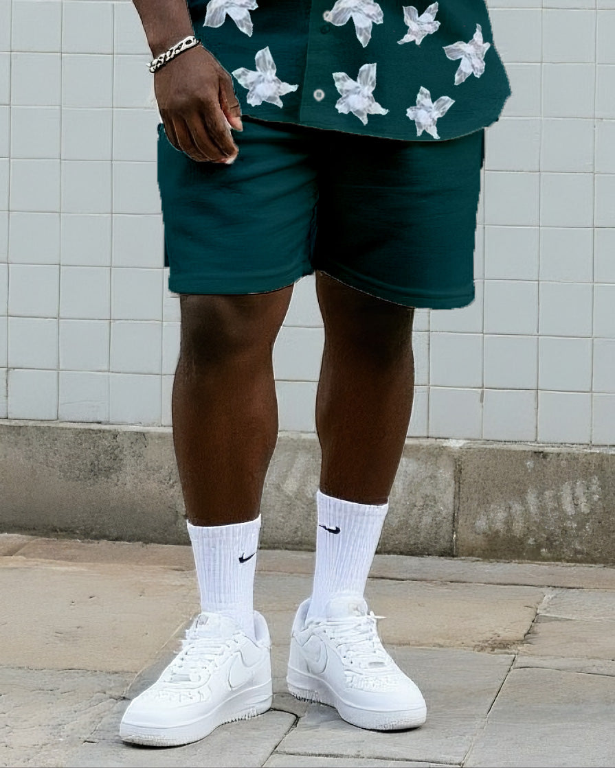 Big & Tall Graphic Floral T-Shirt Shorts Set for big men view 3