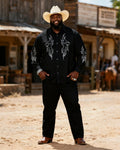 Big & Tall Western Graphic T-Shirt Pants Set for big men view 1