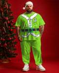 Big & Tall Green Streetwear T-Shirt Pants Set for big men view 1