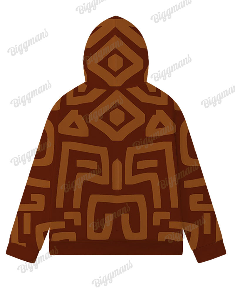 Big & Tall Brown Geometric Graphic Hoodie for big men view 4