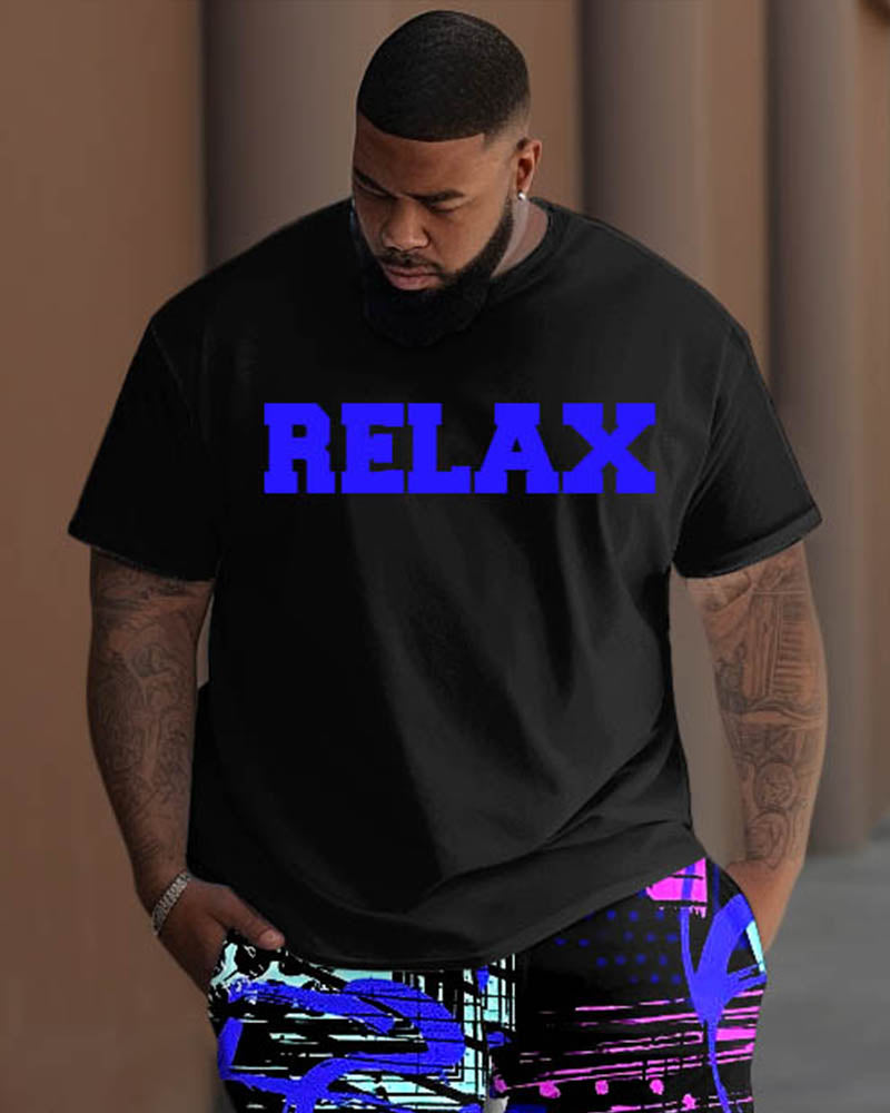 Big & Tall Graphic Graffiti T-Shirt Pants Set for big men view 2