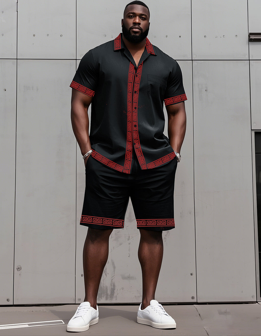 Big & Tall Colorblock T-Shirt Shorts Set for big men view 3