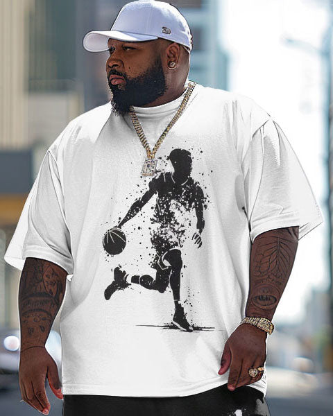 Big & Tall Geometric Streetwear T-Shirt Pants Set for big men view 2